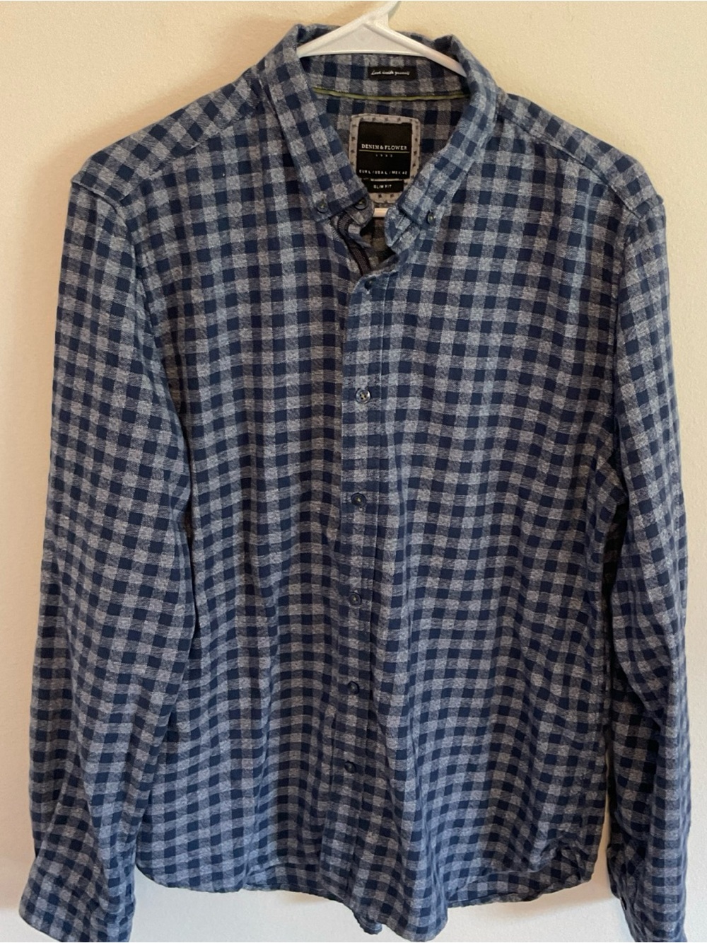 Denim & Flower Blue Check Casual Button-Down Shirt